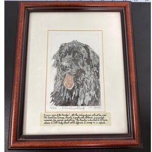 DoggieArt Newfoundland Etching 10x12 Brown Signed Numbered 13/250 Dog Art Byron